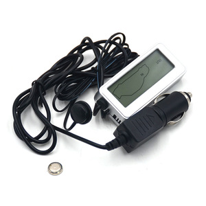 เครื่องวัดอุณหภูมิแบบดิจิตอล 12V สำหรับรถยนต์ ภายในและภายนอก จอ LCD แสดงผลอุณหภูมิแบบมีไฟพื้นหลัง พร้อมเซ็นเซอร์อิเล็กทรอนิกส์แบบมีสาย สำหรับใช้ในยานพาหนะ - Product Image 1