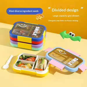 3-Tier Lunch <b>Box</b> Spoon Leakproof Food-Grade Bento Container Silicone Seal&Snap <b>Lock</b> Microwave Safe Stackable Portable - Product Image 4