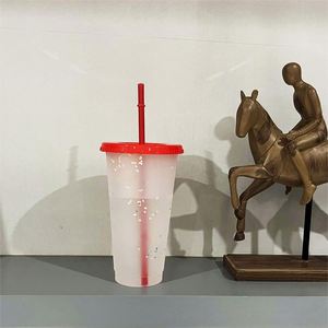 Vaso de 24 oz con diseño de copos de nieve, sensible a la temperatura, que cambia de color, con tapa y pajita - Product Image 3