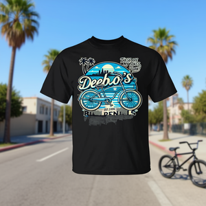 T-shirt Deebo's Bike Rentals nera da uomo, taglia grande, abbigliamento da ciclismo su strada - Product Image 2