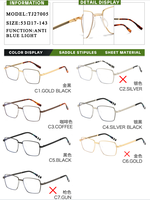 Gafas Ópticas de Metal Rectangulares con Montura Completa Dorada para Hombre, con Soporte Nasal de Montura, Diseño Cómodo para Uso Diario y Lectura