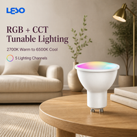 Ampoule intelligente RGB+CCT 5W 800lm 2700K-6500K à intensité variable, application Briturn, WiFi 2.4G, télécommande, option de douille GU10, utilisation domestique et hôtelière