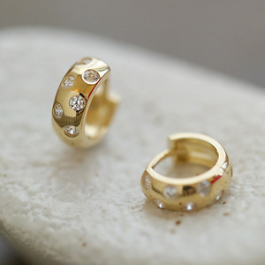 Minimalist Women Hoop Ear <b>Cuff</b> with Sparkling Stone Detail for Daily Wear Jewelry - Product Image 1