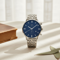 Montre de luxe en acier inoxydable à mouvement quartz Miyota, service ODM, cadran 43 mm, épaisseur de boîtier 10 mm, verre, aiguilles jour/date