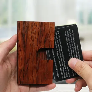 Home and office Wooden Thumb drive business card case pocket slim name card holder business card carrier for Men or Women