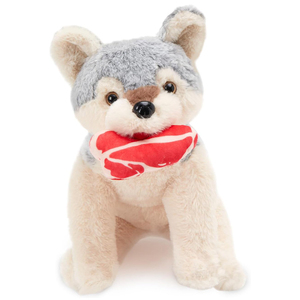 Peluche Lupo Grigio di Alta Qualità con Design Creativo, Morbido e Abbracciabile, con Carne nella Bocca, Regalo per Bambini - Product Image 1