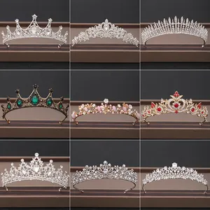 Perhiasan Rambut Wanita Mahkota Kristal Tiara Pengantin Mahkota Rambut Pesta Pengantin Mahkota Pernikahan