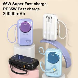 Popular Product 10000mAh 20000mAh Built in <b>Cable</b> PD40W Fast Charging <b>Mini</b> LED Display Power Bank for Phone - Product Image 3