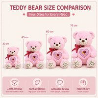 Ours en peluche personnalisé avec nœud en ruban, coussin cœur en peluche pour les acheteurs de boutiques et de magasins de cadeaux