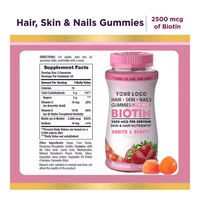 Gummies pour cheveux, peau et ongles avec biotine 2500 mcg, poudre de collagène, complément alimentaire santé et beauté