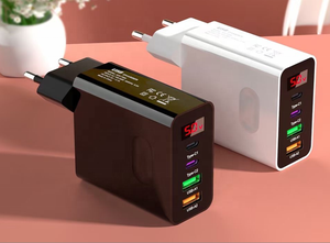 Recién llegados 45W 2 USB C + 2 USB A cargador de teléfono con pantalla digital LED Adaptador de múltiples puertos para teléfonos celulares - Product Image 3