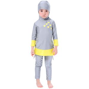 Costume da Bagno Estivo per Ragazze, Completo Conservativo con Maniche Lunghe e Pantaloni, Motivo Stampato a Cuori, Set per Allenamento in Piscina - Product Image 4