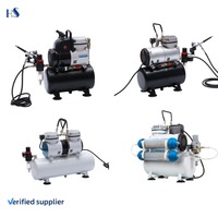 Compresseur d'Aérographe Silencieux Portable 1/4 CV 50 Hz 60 Hz à Double Cylindre Style Puissant avec Réservoir et Double Interrupteur