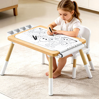 Table d'étude et de jeu multifonctionnelle pour enfants, réglable en hauteur, avec rangement et tableau de dessin, pour la maternelle et la maison