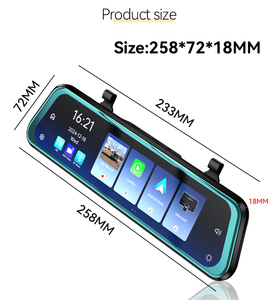 กล้องติดรถยนต์หน้าจอสัมผัส IPS ขนาด 9.66 นิ้ว พร้อมกระจกมองหลัง บันทึกภาพหน้า-หลัง รองรับ Carplay และ Android Auto แบบไร้สาย - Product Image 2