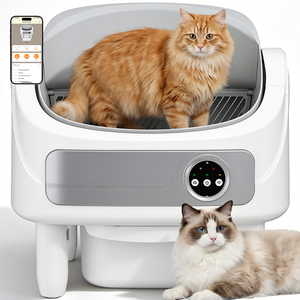 Bac à litière automatique intelligent pour chat, contrôlé par application, autonettoyant, facile à nettoyer, capacité de 65 L, toilette pour animaux de compagnie, contrôle des odeurs, grande ouverture, blanc - Product Image 1