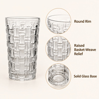 Verre à boire en verre gaufré coloré, verre à eau, verre à jus, verre highball pour café, restaurant, OEM, ODM