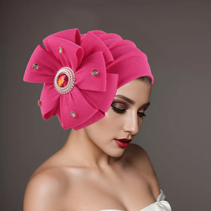 Mode 8 couleurs ethnique Bandana foulard cristal diamant fleur Turban chapeaux musulman <span class=keywords><strong>africain</strong></span> chapeau <span class=keywords><strong>bonnet</strong></span> chapeaux pour femmes filles - Product Image 2