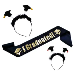 2022 대학 졸업 졸업 새시 반짝이 편지 졸업 모자 머리띠 행사 파티 새시