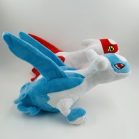 Boneka Plush Pokemon Latias Merah dan Latios Biru Ukuran 33cm, Lucu dan Lembut, Grosir, Dilengkapi Label