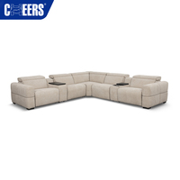Canapé d'angle inclinable en forme de L MANWAH CHEERS avec système audio immersif 3D, revêtement en tissu électrique, pour home cinéma