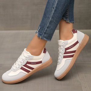 Nuevas Zapatillas Planas Retro Europeas Americanas de Color para Mujer, Tallas Grandes, con Cordones, Parte Superior de PU, Entresuela de EVA, Forro de Malla, Suela de Goma - Product Image 3