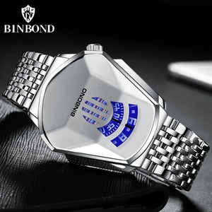 Reloj de Cuarzo BINBOND para Hombre, Diseño de Motocicleta, Correa de Acero Luminosa, Pantalla de Malla, Tecnología Negra - Product Image 4