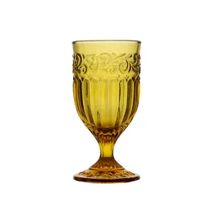 Güzel parti cam gözlük için meyve suyu fincanı toptan renkli croaglasses OEM Amber Vintage kısa kök cam