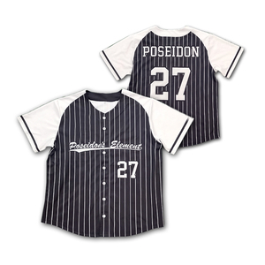 Impression par sublimation en gros maillot de baseball t-shirt chemise de baseball à rayures personnalisées pour hommes - Product Image 1