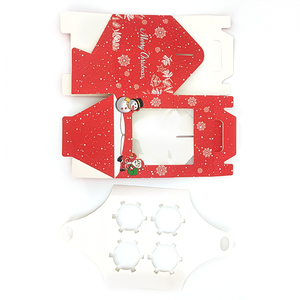 Custom Logo <strong>Red</strong> Christmas Packaging <strong>Boxes</strong> Eco-friendly Foldable Food Cupcake Window Packaging <strong>Boxes</strong> - Product Image 5