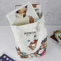 Tas Belanja Bahan Kanvas Custom, Reusable, Portable, dengan Pegangan Bahu, untuk Promosi
