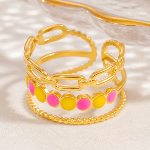 Fashion <b>Rings</b> For Women Gold Color Stainless Steel Open Design Heart Pattern Party Jewelry Irregular Style Yiwu Origin - Product Image 3