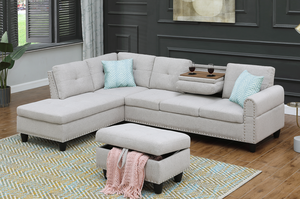 Canapé et chaise longue en U moderne de 98 pouces de large, orienté à gauche, avec ottoman, canapé-lit en mousse à mémoire de forme, mobilier de salon de haute qualité - Product Image 4