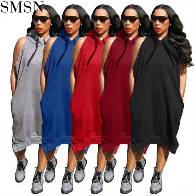 OSINA Fashion 2021 Women'S Hoodies Dress Loose Large Size Ladies Clothes Dresses Sexy Cotton Hoodie Dress