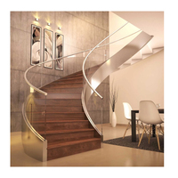 Villa de luxe moderne Escalier suspendu d'intérieur en chêne rouge en métal Escalier flottant en bois