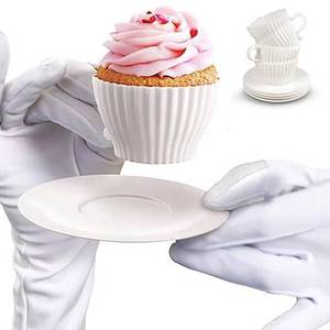 Reusable Eco-Friendly Non-Toxic Silicone Tea Cups Saucers Set Cupcake <b>Mold</b> for Wedding/Birthday <b>Cake</b> Baking (Temperature Range - Product Image 2