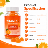 Gummies de pectine de fruits à la vitamine C 250 mg Acide ascorbique Soutien immunitaire Antioxydant Complément alimentaire Marque privée OEM