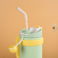 Tasse thermos réutilisable de 900ml avec gobelet en paille à bouche en silicone avec poignée bouteille d'eau à double paroi en acier inoxydable personnalisée OEM