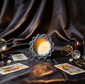 Sternzeichen Keramik-Duftkerze mit Vertikalen Streifen, Ritual-Kerze für Hexen, Heimdekoration und Geschenke - Product Image 2