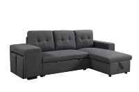 Canapé sectionnel fonctionnel avec lit escamotable en forme de L, canapé-lit avec rangement, accoudoir et chaise longue pour salon, ottoman amovible