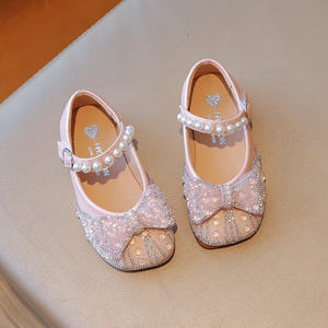 <span class=keywords><strong>Chaussures</strong></span> plates souples fantaisie pour enfants, motif nœud pailleté, style princesse, pour filles, vente en gros, mode, mignonnes, pour mariage - Product Image 2