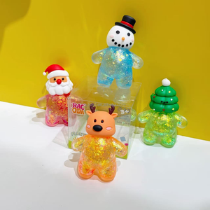 Jouet souple anti-stress à rebond lent en forme de bonhomme de neige, sapin de Noël, Père Noël et renne, en maltose à paillettes et sequins - Product Image 4