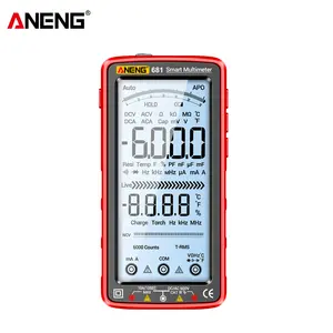 ANENG Multimeter profesional Digital, penguji tegangan non-kontak profesional dapat diisi ulang 681, Voltmeter AC/DC, penguji arus layar LCD