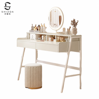 Table de maquillage moderne en bois avec miroir éclairé pour chambre à coucher, hôtel et salle à manger