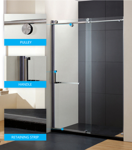 Porta <span class=keywords><strong>Doccia</strong></span> Scorrevole per Hotel Stile Aperto, Senza Telaio, in Vetro Temperato Trasparente Spessore 6mm, con Cerniere - Product Image 1