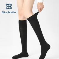 BiLu Chaussettes hautes élégantes pour femmes, design dégradé, couleur unie, chaussettes longues, douces et respirantes, pour tenues décontractées