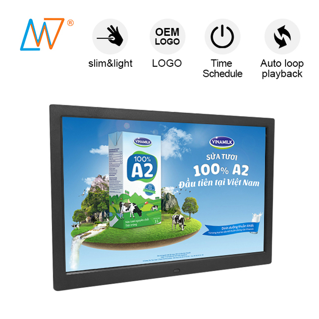 Oem Custom LOGO Wall Mount 15 Inch Mp4 Video Memory Digital Photo Frame for Advertising Display