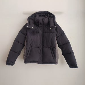 면 패딩 재킷 스탠드 프론트 친환경 방풍 후드 디자인 컬러 블록 맞춤형 일상 따뜻함 캐주얼 사용 겨울용 - Product Image 2