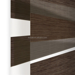 100% poliéster cebra tela ciega estilo francés patrón Vertical persianas ventanas francesas incorporado hoteles habitación sombreado - Product Image 1