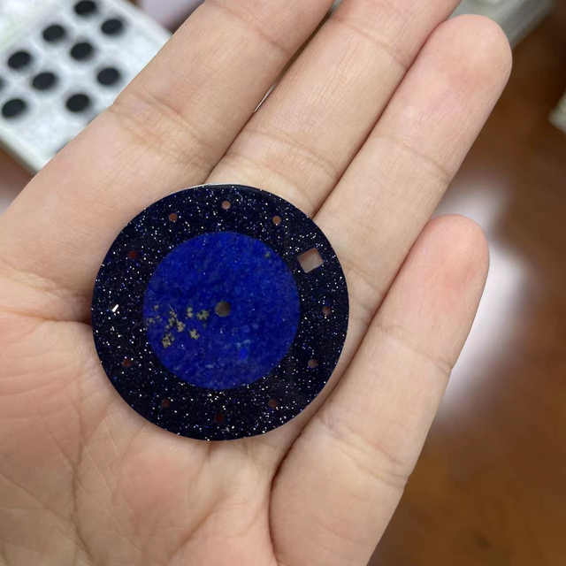 Lapis Lazuli Blue Sandston Dial Design Custom Logo Round Custom Stone Watch Dial
